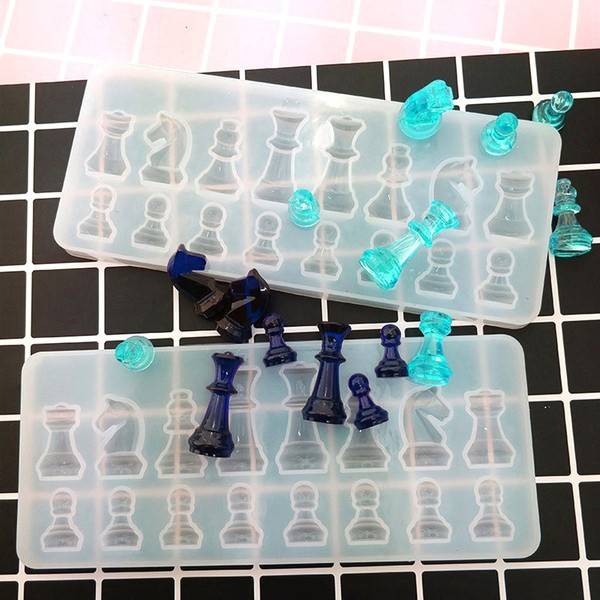 Kit Molde De Silicone Peças De Xadrez Artesanato Resina Doce